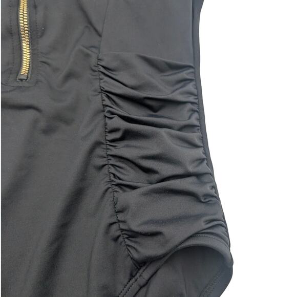 La Blanca Women's Shirred Paddlesuit Zip Front One Piece Swimsuit Black Size S - Picture 12 of 13